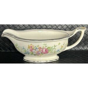 Carrollton Pottery Co. Antique Gravy Boat c1903-1937 Unique Flowers On Handle